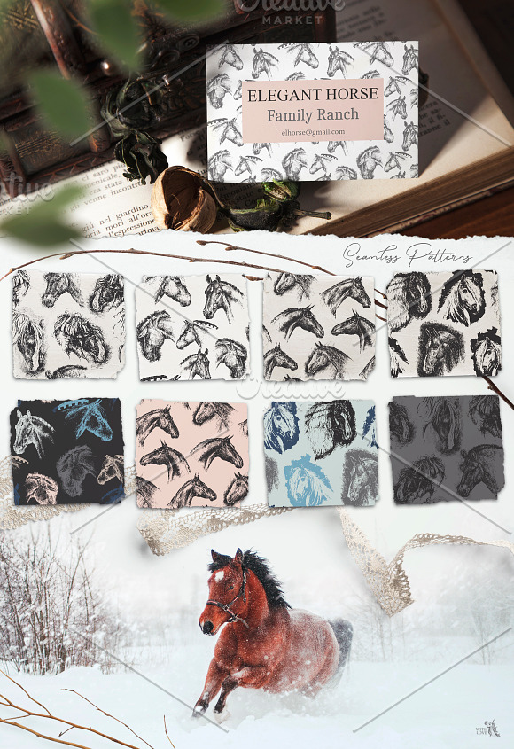 Ink Horses Graphic Collection in Illustrations - product preview 1