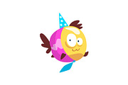Cute fish wearing party hat and