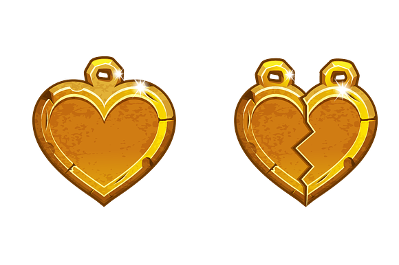 Vector golden heart love amulets in Objects - product preview 3