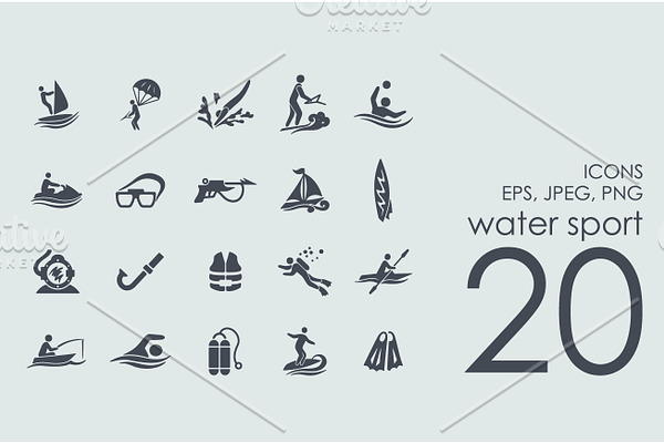 20 water sports icons