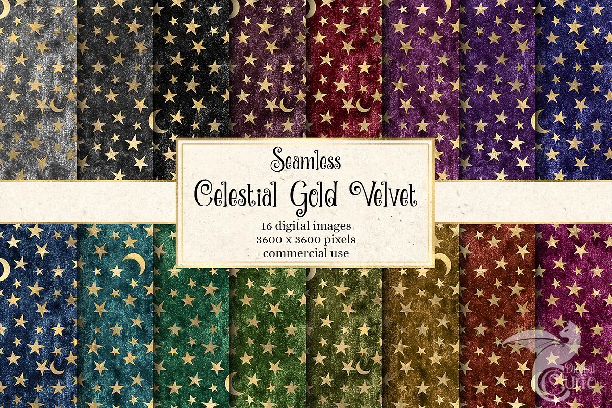 Celestial Gold Velvet Digital Paper in Patterns - product preview 8
