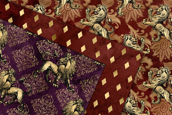 Golden Lions Digital Paper in Patterns - product preview 1
