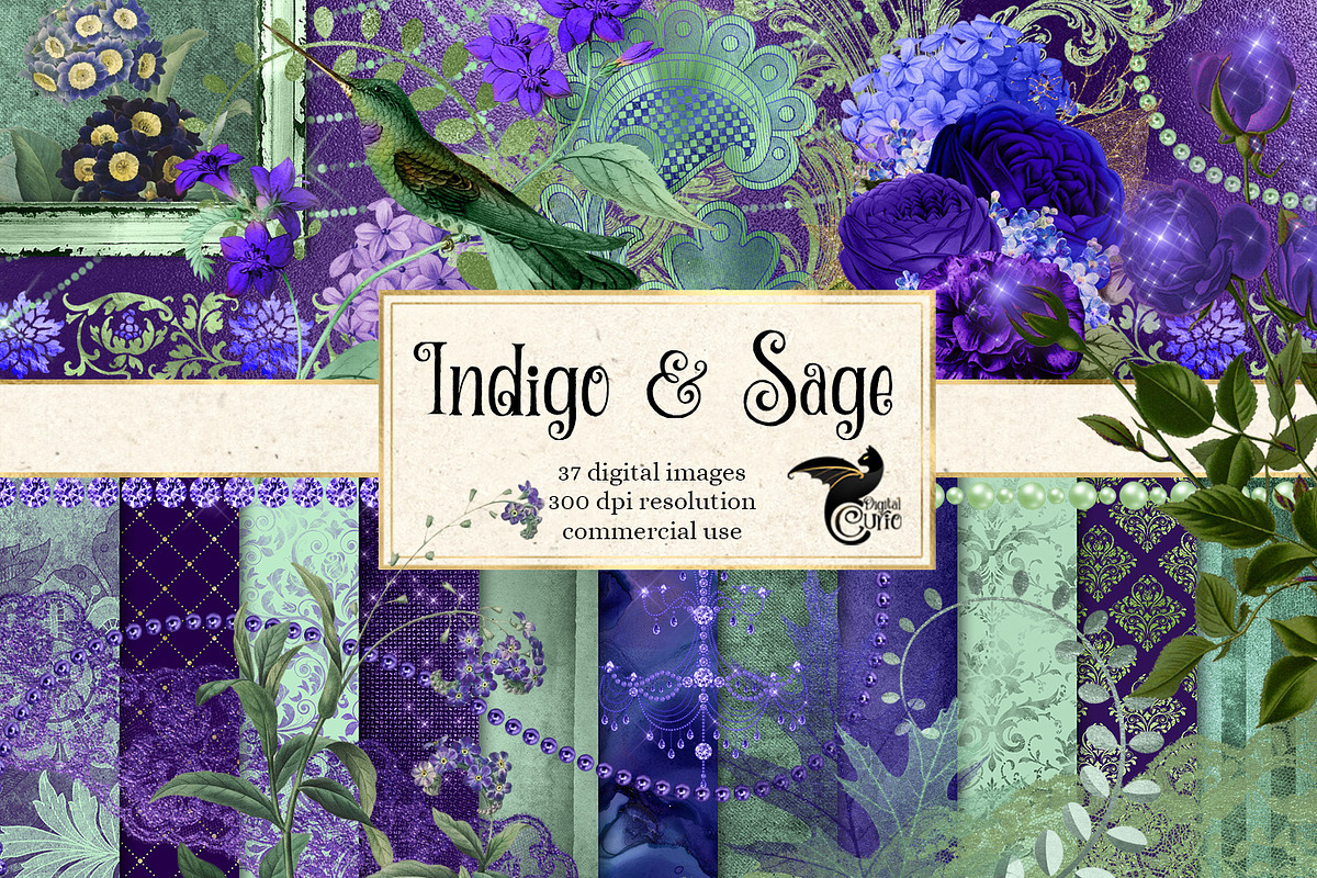 Indigo and Sage Graphics in Illustrations - product preview 8