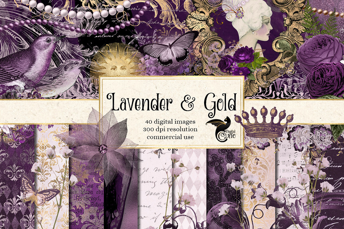 Lavender and Gold Graphics in Illustrations - product preview 8
