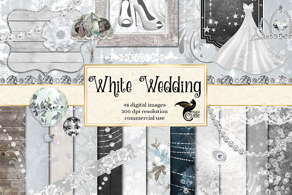White Wedding Digital Scrapbook Kit