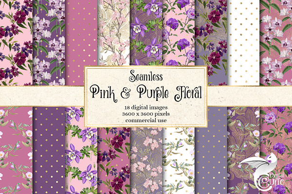 Pink and Purple Floral Digital Paper