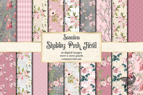 Shabby Pink Floral Digital Paper