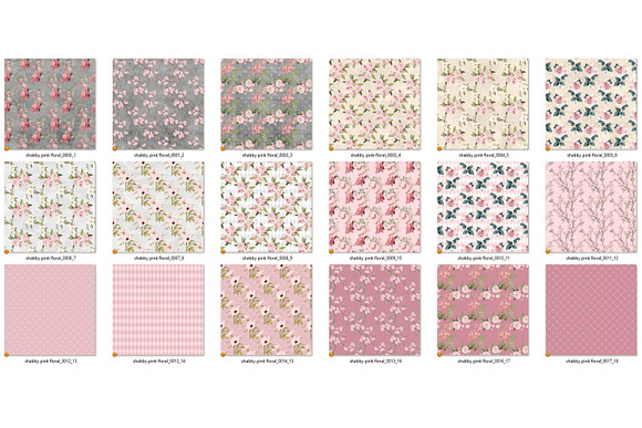 Shabby Pink Floral Digital Paper in Patterns - product preview 2