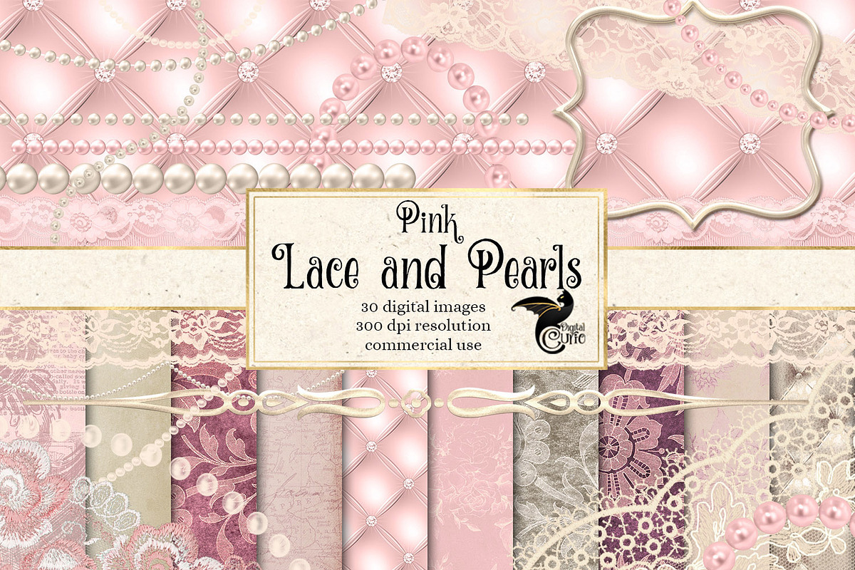 Pink Lace and Pearls Graphics in Objects - product preview 8