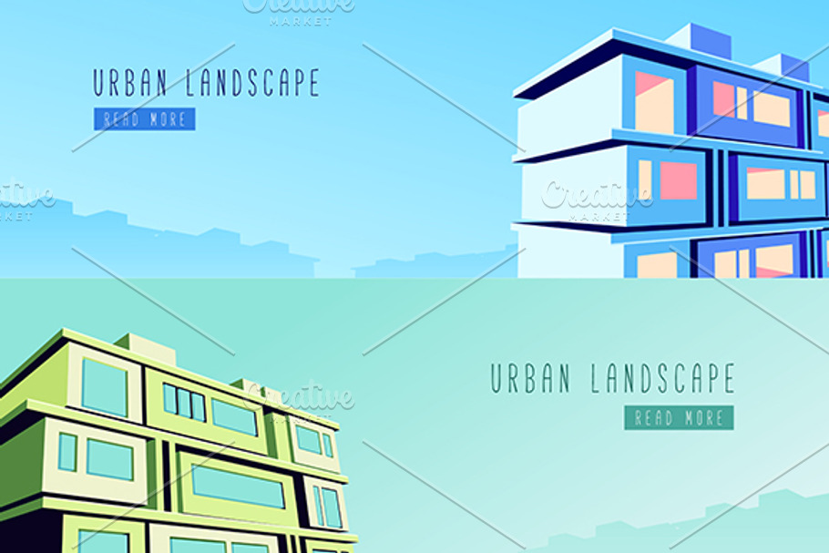 Vector flat urban landscape in Illustrations - product preview 8