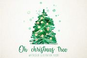 Watercolor christmas tree