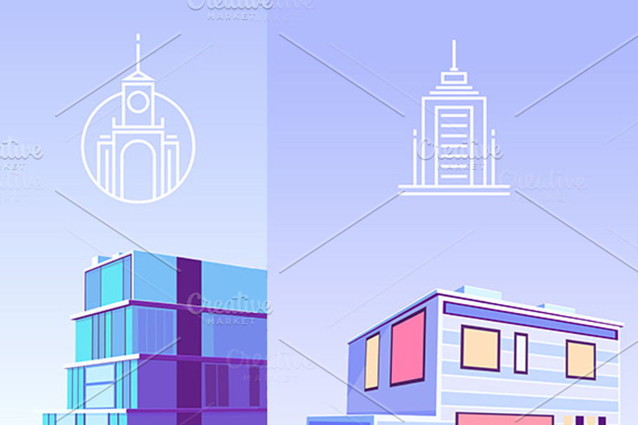Vector logos and buildings in Illustrations - product preview 8