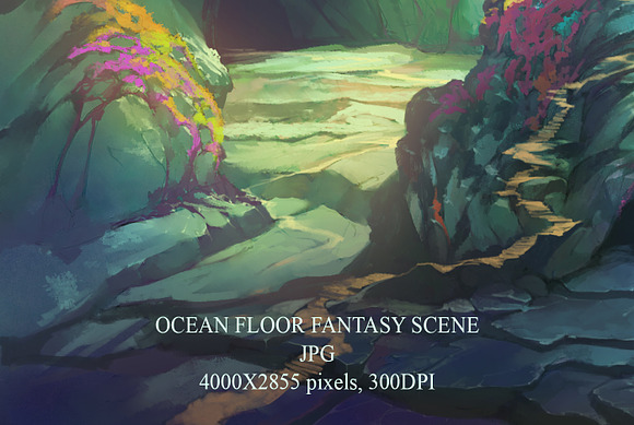 Fantasy ocean floor scene in Illustrations - product preview 1