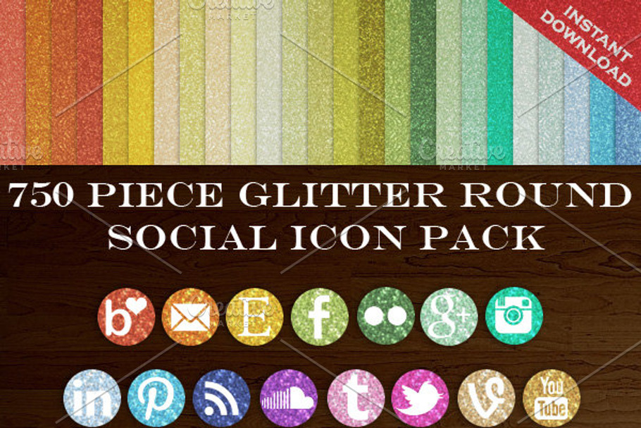750 Glitter Blog Button Icons