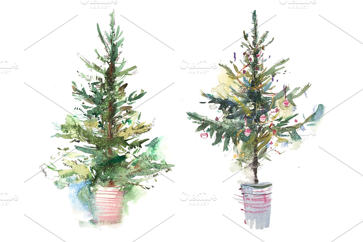 Decorated christmas tree New year in Illustrations - product preview 8