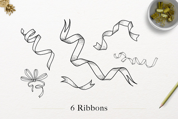 Hand Drawn Ribbons & Bows in Illustrations - product preview 3