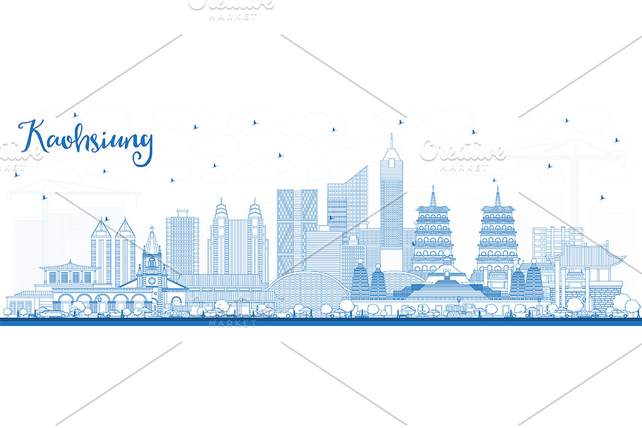 Outline Kaohsiung Taiwan City  in Illustrations - product preview 8