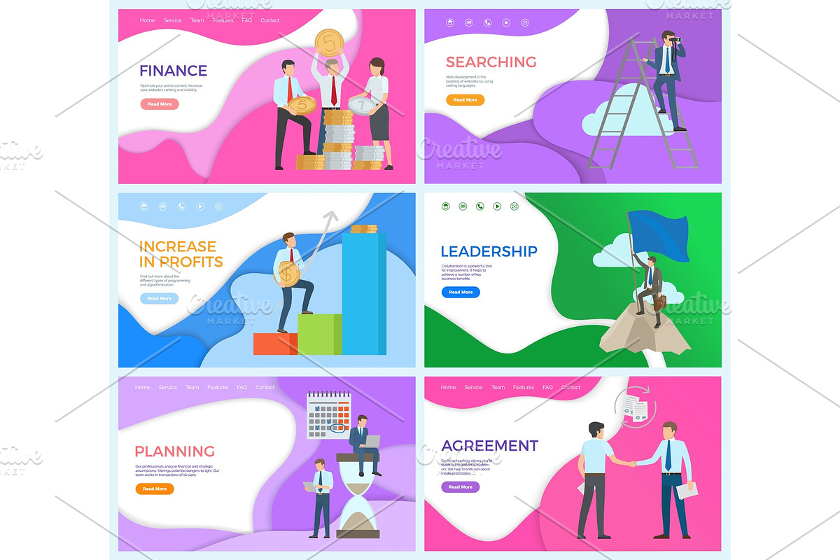 Leadership Man on Top of Mountain in Illustrations - product preview 8