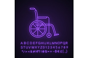 Wheelchair neon light icon