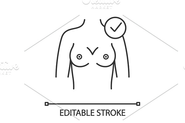 Healthy female breast linear icon