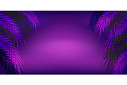 Neon tropical summer palm leaves