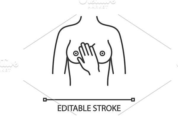 Breast palpation linear icon