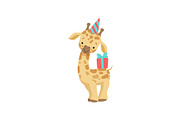 Cute little giraffe in party hat