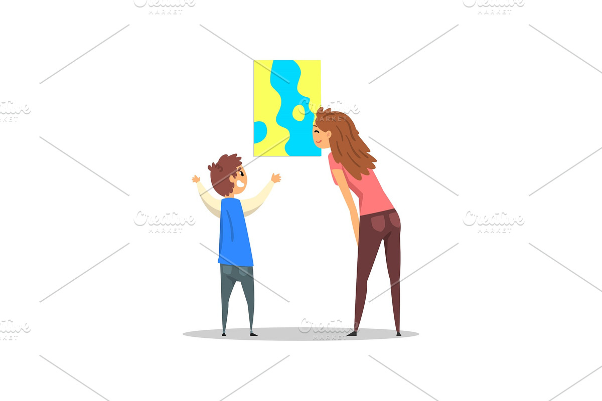 Young woman and boy looking at in Illustrations - product preview 8