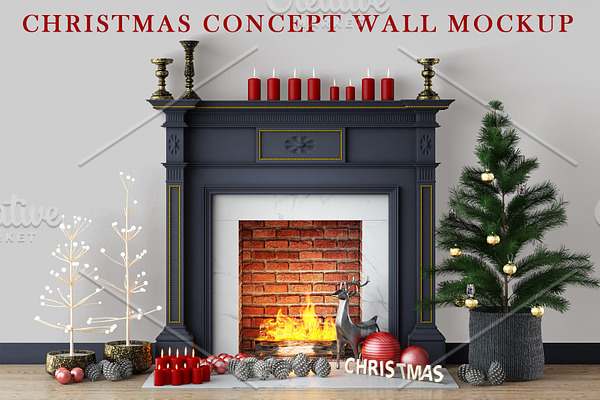 Christmas Concept Wall Mockup