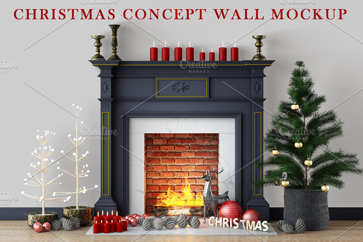 Christmas Concept Wall Mockup in Product Mockups - product preview 8
