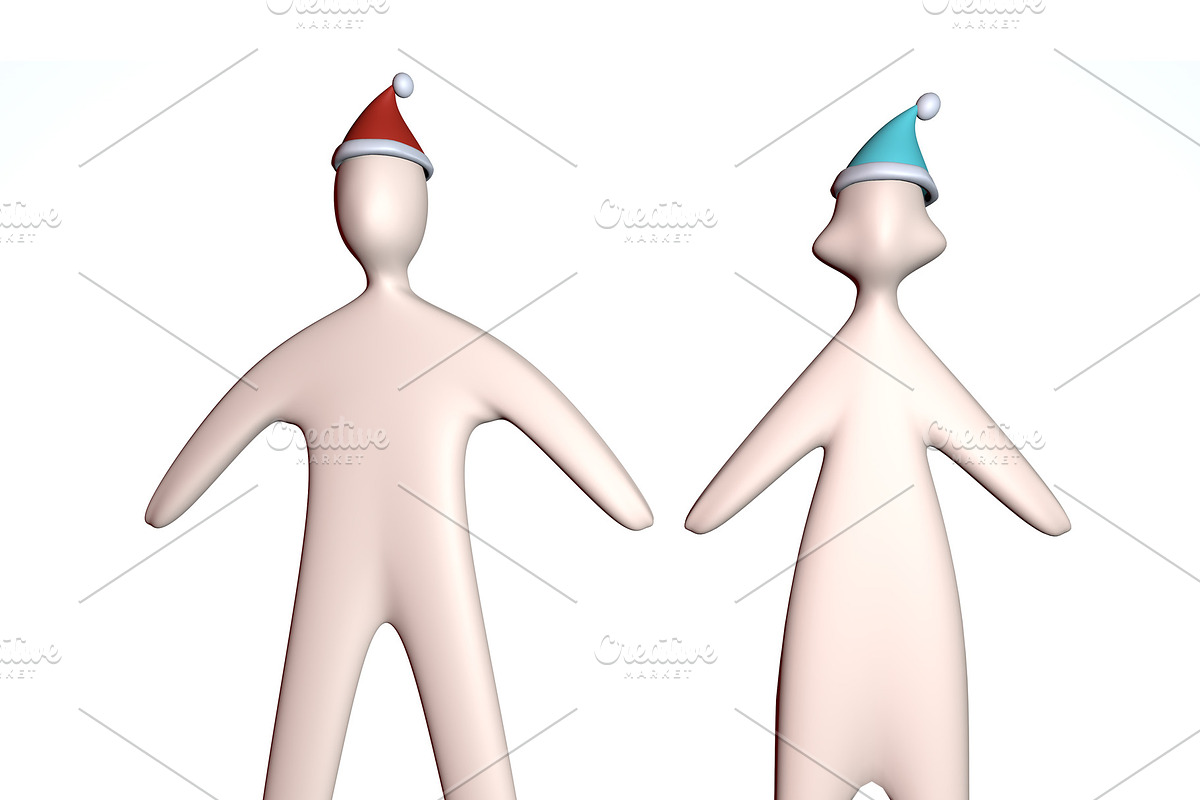 3d couple illustration in christmas  in Illustrations - product preview 8