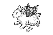 Angel flying baby bunny engraving