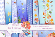 Sea & Mermaid Patterns/Digital Paper
