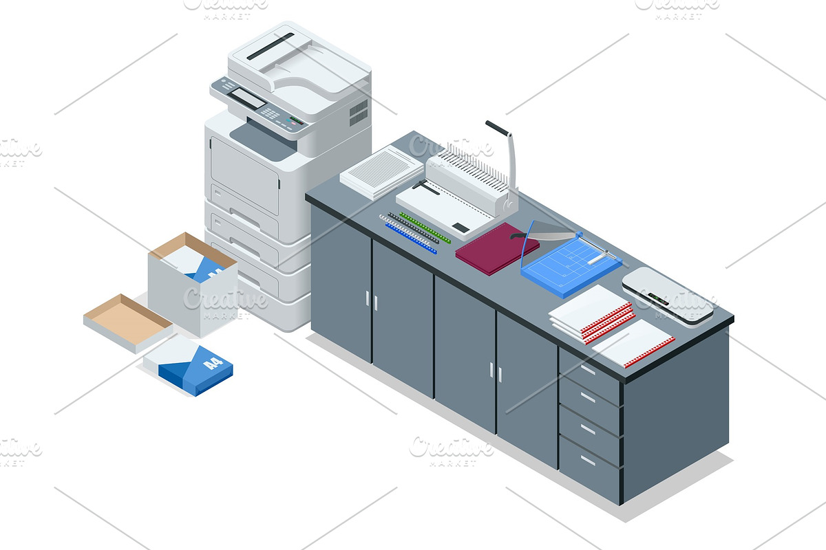 Isometric office tools concept in Illustrations - product preview 8