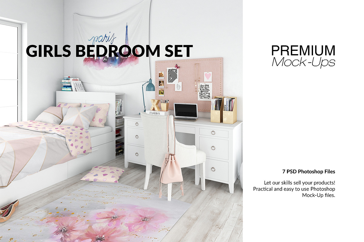 Kids Bedding, Tapestry, Poster Set in Product Mockups - product preview 8