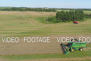 Combine harvester on wheat field