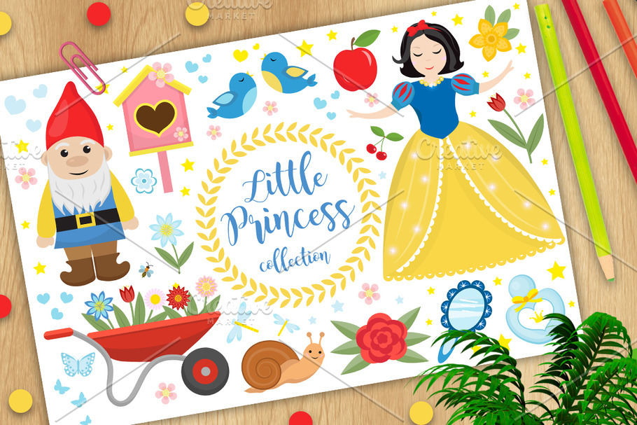 Cute fairytale princess snow white in Illustrations - product preview 8