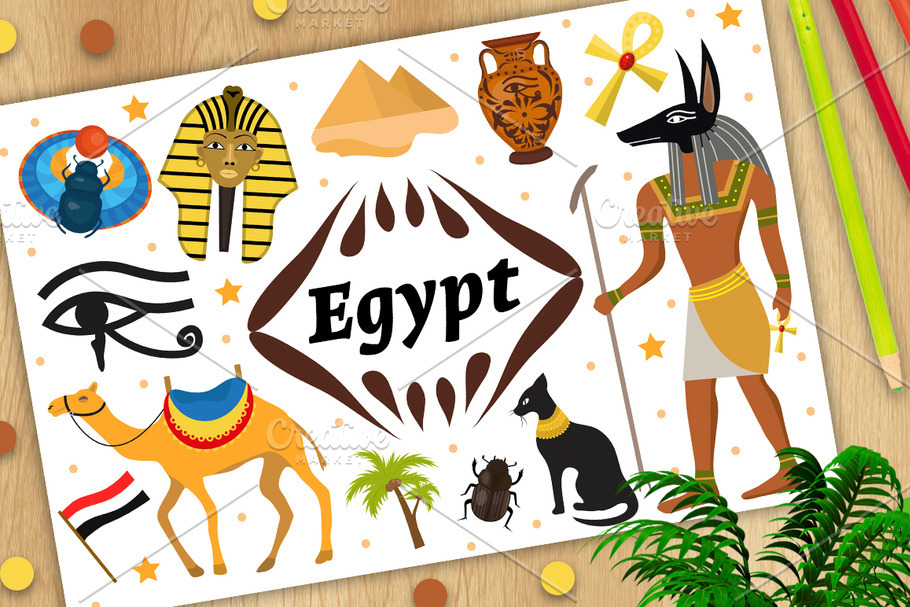 Ancient magic Egypt set icons