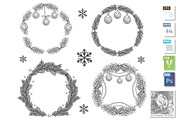 Christmas hand drawn wreath set