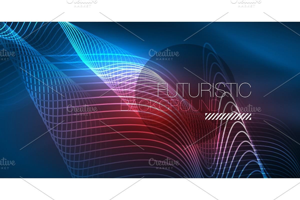 Glowing abstract wave on dark, shiny in Illustrations - product preview 8