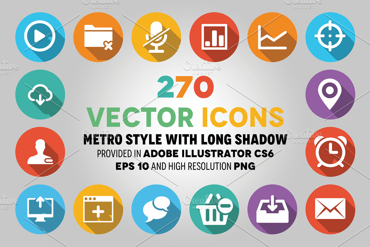 270 Vector Icons Flat Style in Graphics - product preview 8