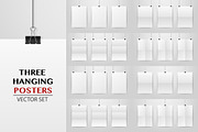 Hanging blank posters. Vector set. 