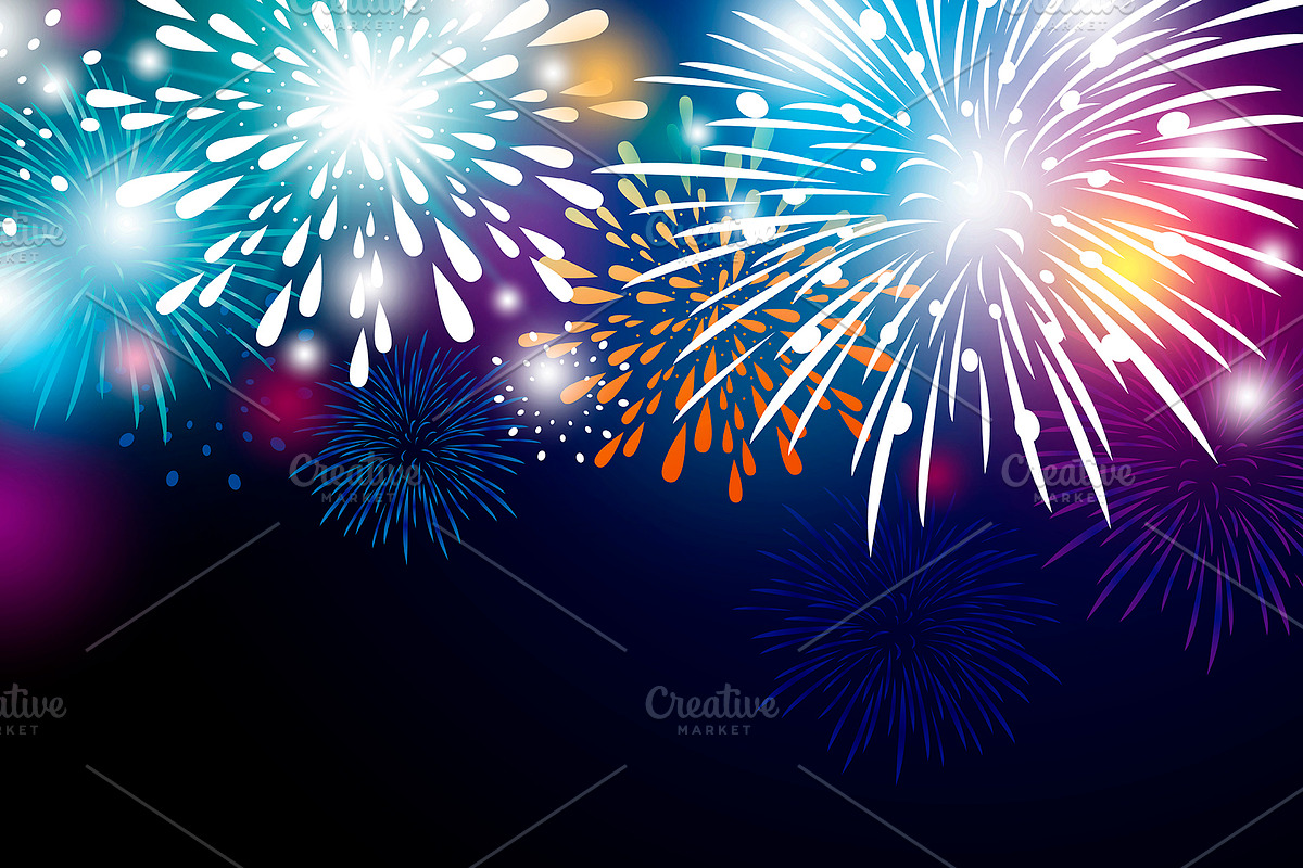 Colorful fireworks background design in Illustrations - product preview 8