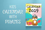Kids calendar with animal pirates