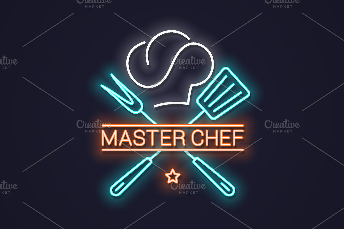 Chef master neon logo with chef. in Logo Templates - product preview 8