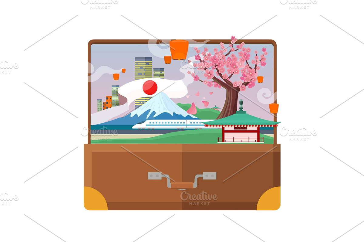 Travel to Japan Flat Style Vector in Illustrations - product preview 8