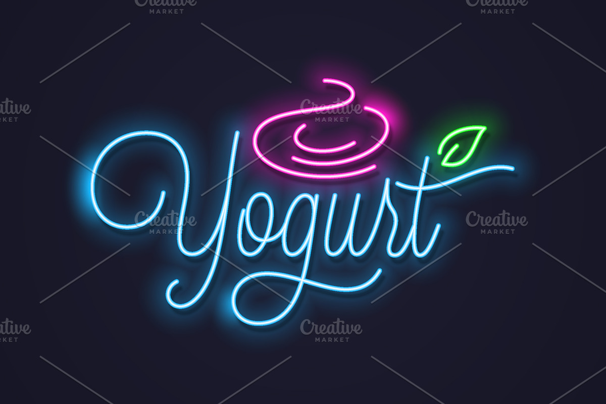 Yogurt cream neon sign. in Illustrations - product preview 8