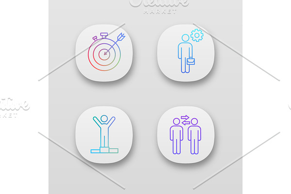 Business management app icons set