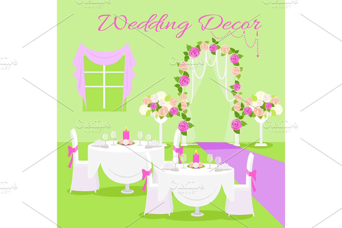 Wedding Ceremony Decor Flat Design in Textures - product preview 8