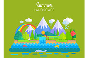 Summer Landscape Vector Concept In